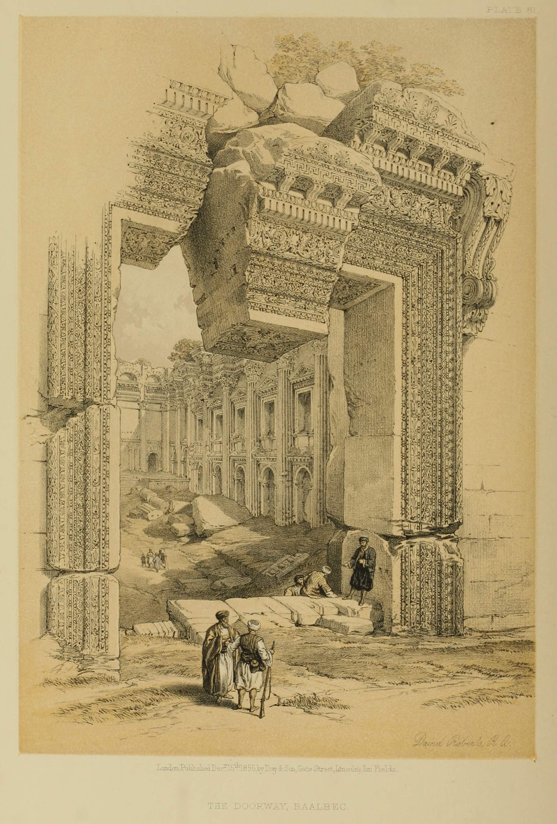 Entrance to the Temple of Bacchus, Baalbek – Old Book Illustrations