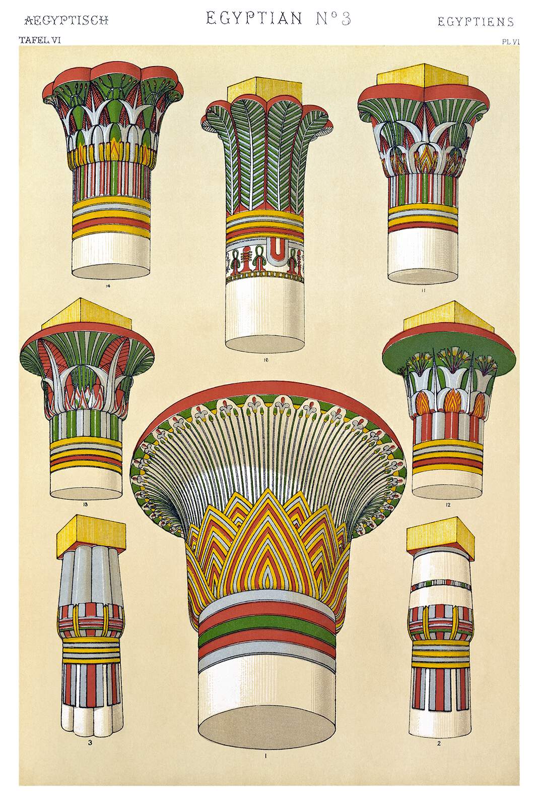 Egyptian Capitals Old Book Illustrations