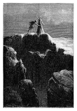 On The Edge Of The Cliff – Old Book Illustrations